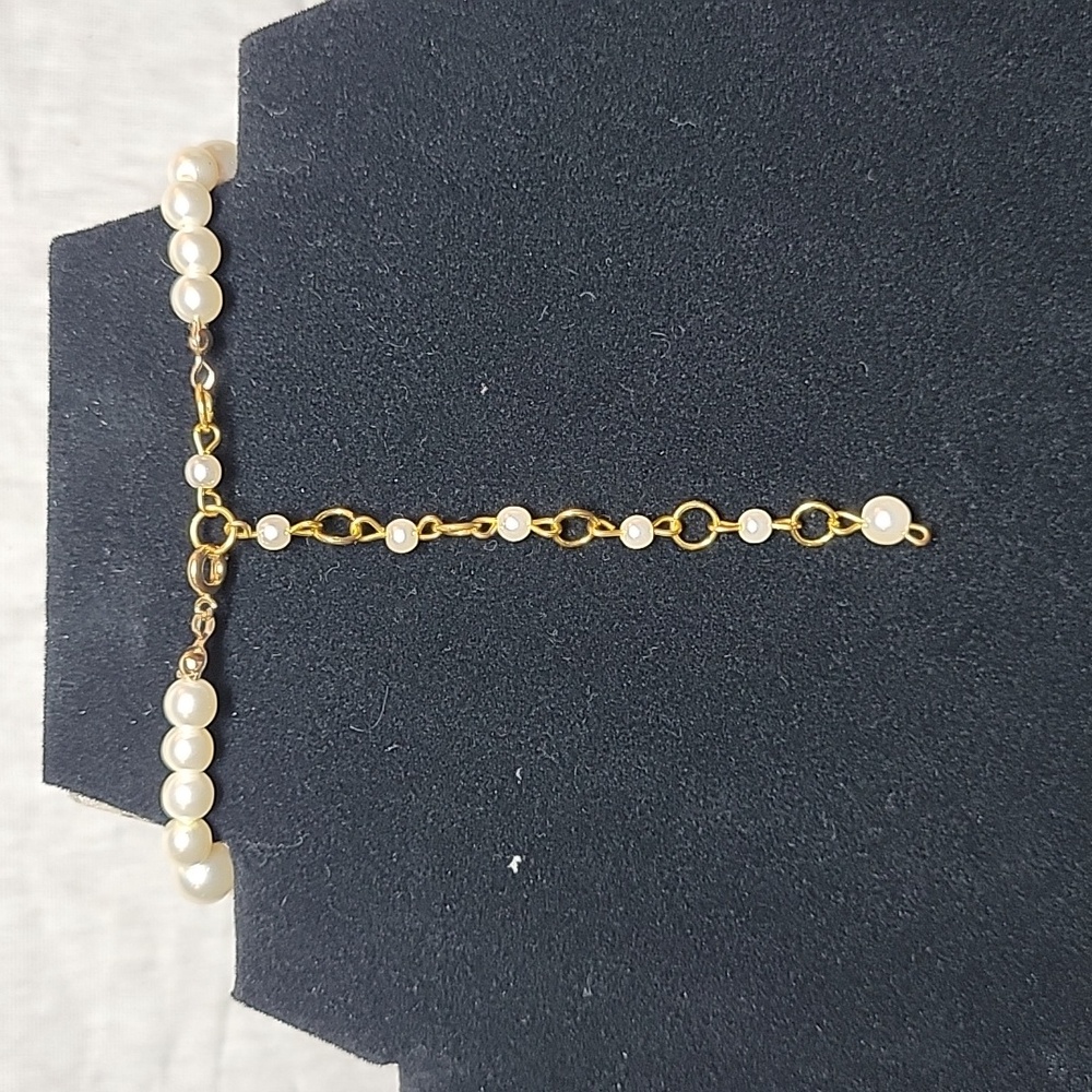 Faux Pearl Necklace with Gold Tone Accents - Picture 3 of 3